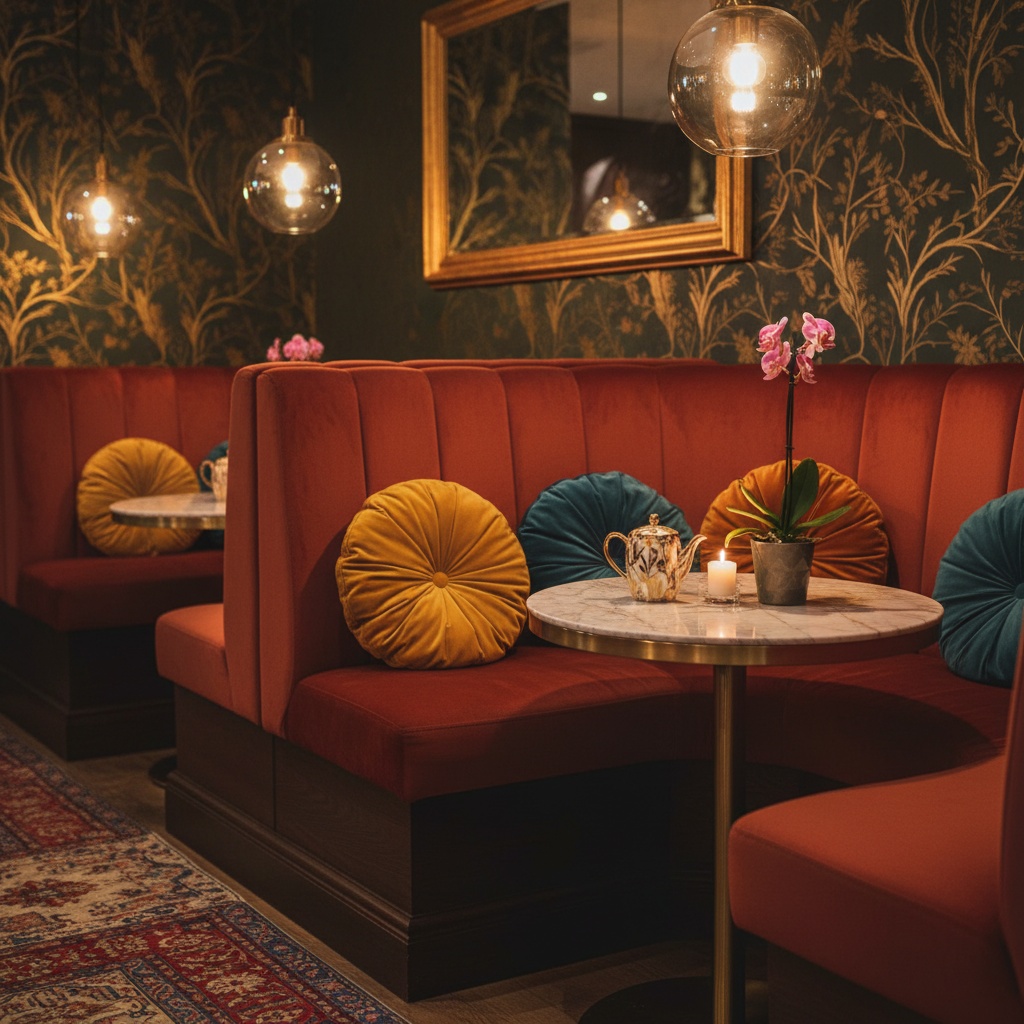 Intimate Booth Restaurant Ambiance Photos - Professional AI Photo | Photowand | Photowand